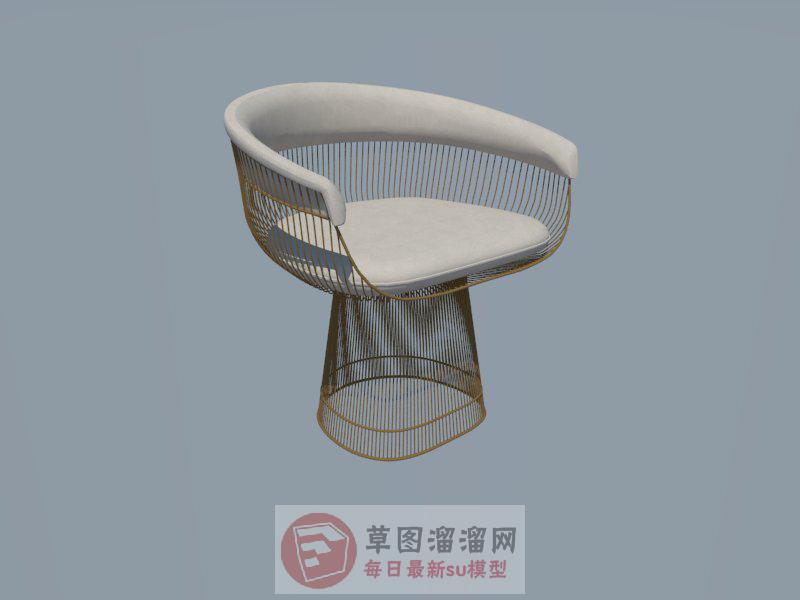 藤制单人座椅SU模型