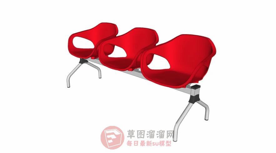三个位置排椅排凳SU模型
