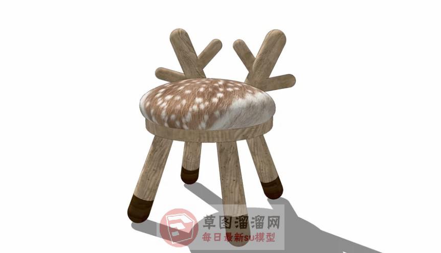 梅花鹿凳子家具SU模型