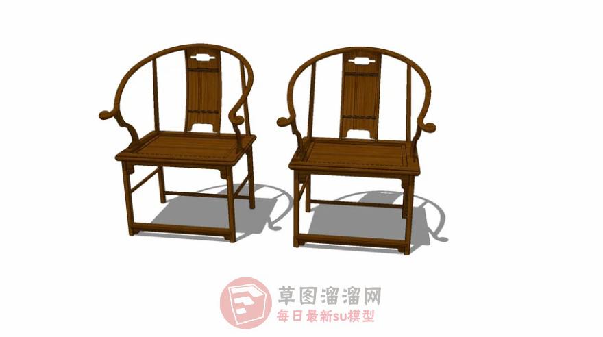 新中式扶手椅座椅SU模型