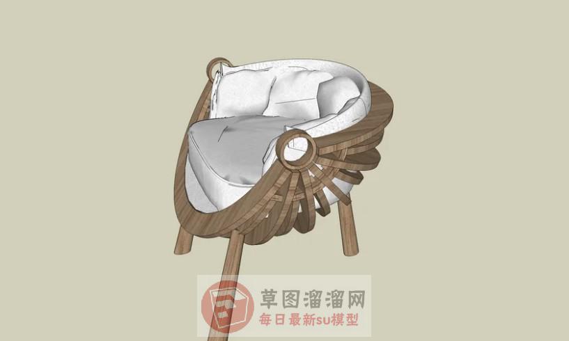 实木扶手椅椅子SU模型