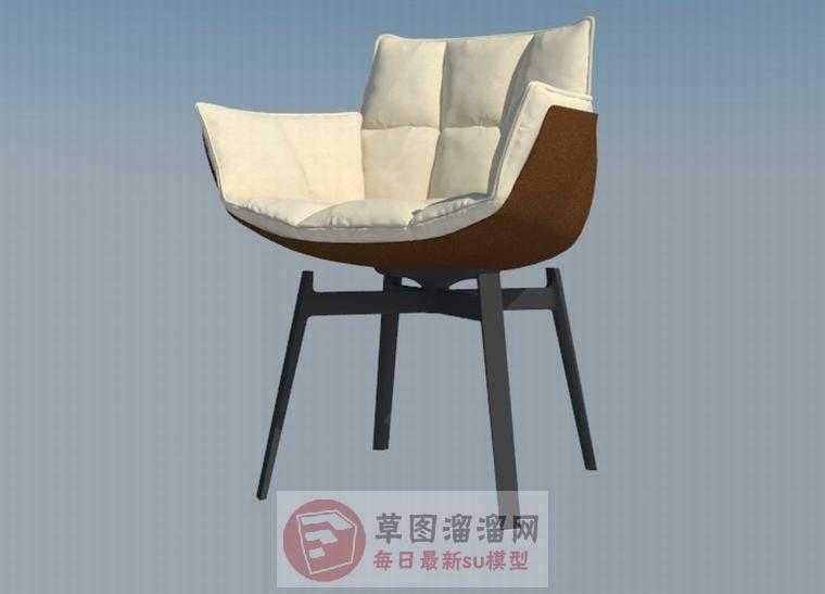 软包扶手椅高脚凳SU模型
