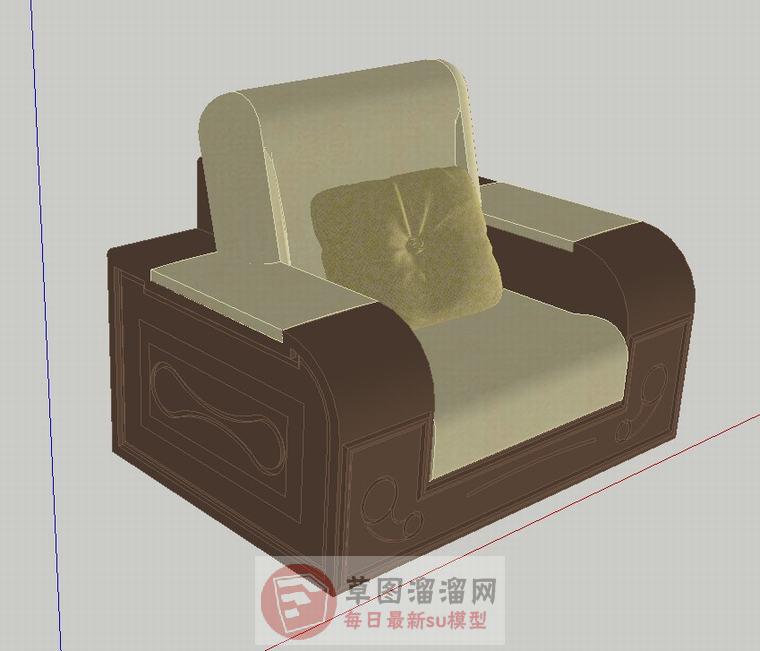 单人座扶手椅SU模型
