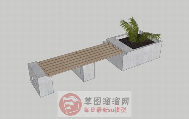 户外长椅景观SU模型