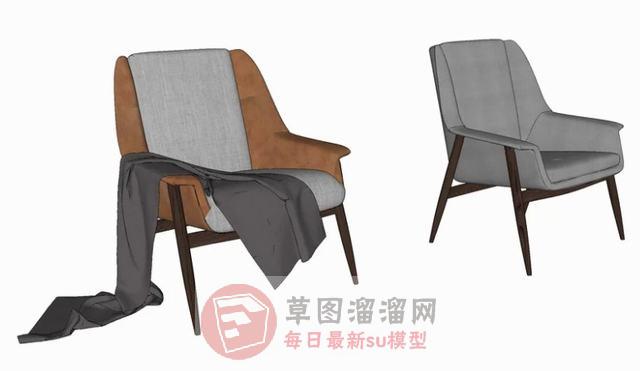 扶手椅单座SU模型