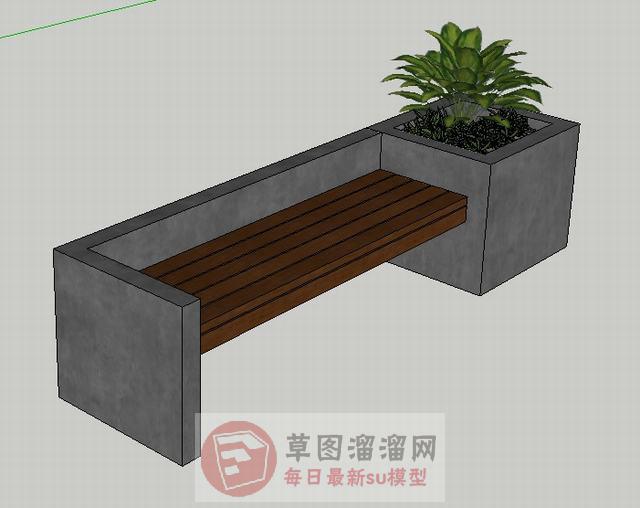 户外石制长凳SU模型