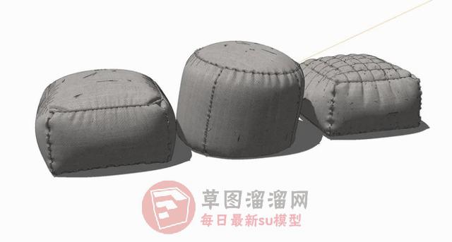 布艺坐凳坐垫SU模型