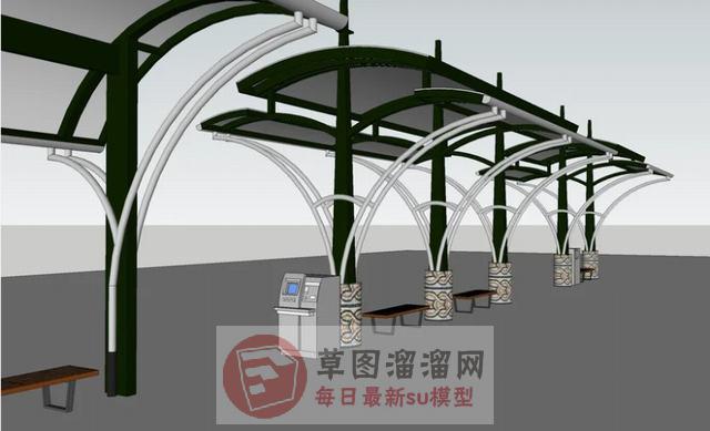 休息廊架座椅SU模型
