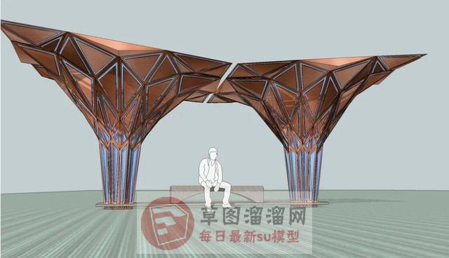 廊架造型座椅SU模型