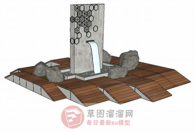 景观流水座椅SU模型