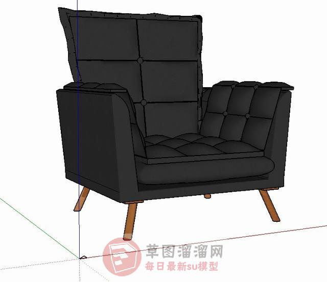 单人座扶手椅椅子SU模型