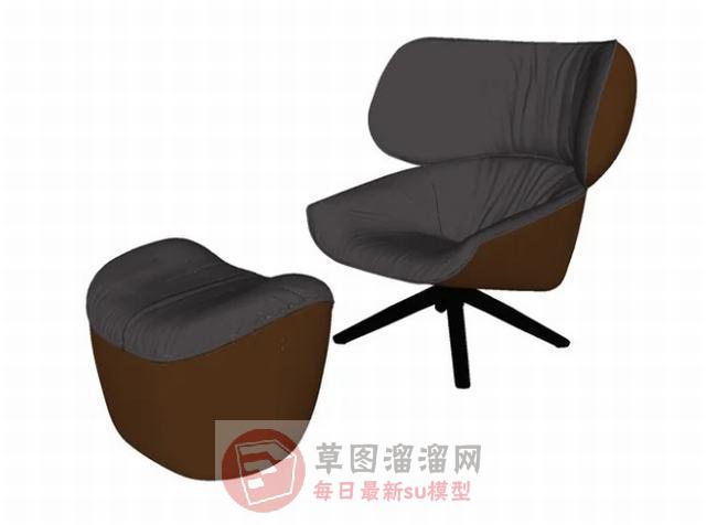 休闲椅子脚凳SU模型