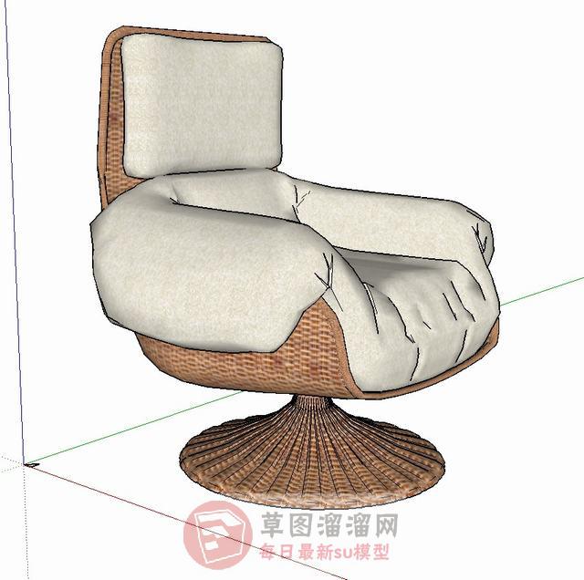 藤制扶手椅座椅SU模型