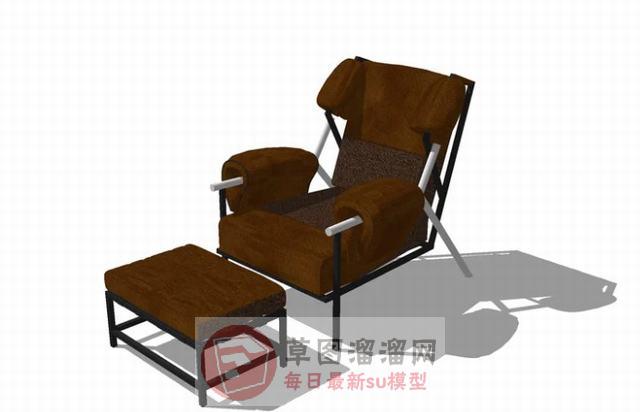 欧式休闲扶手椅SU模型