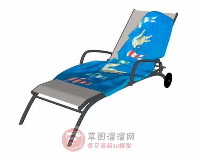 休闲躺椅毛巾SU模型