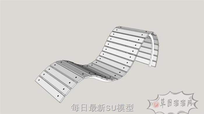 竹简躺椅椅子SU模型