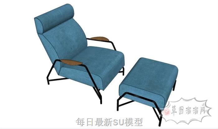休闲椅脚凳椅子SU模型