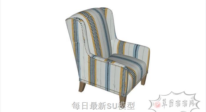 单人座扶手椅椅子SU模型