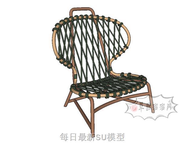 藤制靠背椅椅子SU模型