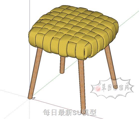 藤制凳子座椅SU模型