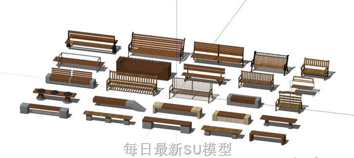 公园长椅长凳SU模型