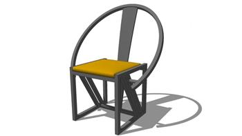 中式骑马椅椅子SU模型 免费sketchup模型下载
