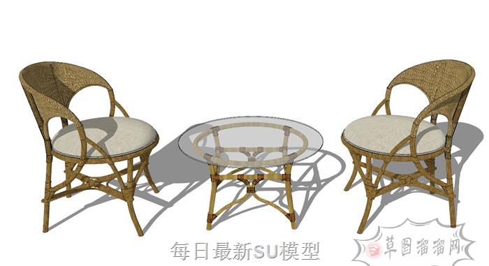 休闲椅子桌子SU模型