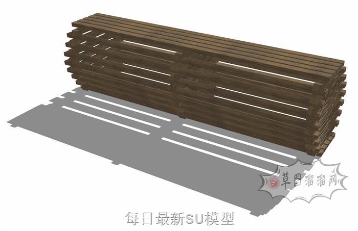 圆柱形户外长椅SU模型