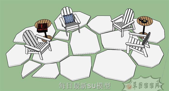 花园石块铺装SU模型