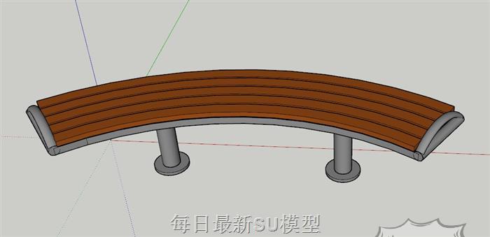 弧形户外长椅SU模型