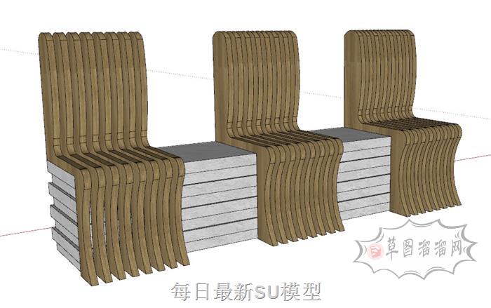 户外座椅长椅SU模型