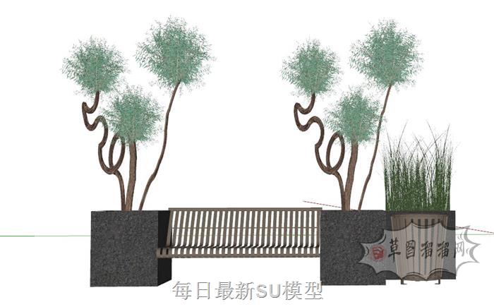 户外长椅长凳SU模型