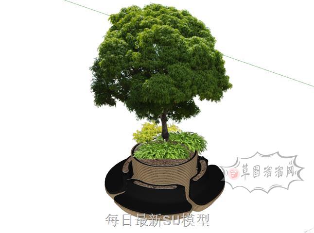 树池座椅景观SU模型