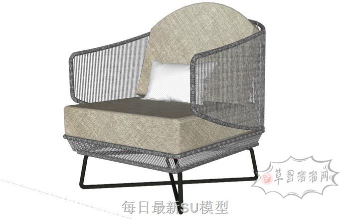 单人座扶手椅椅子SU模型