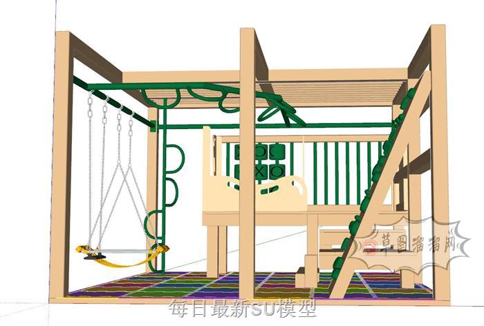 儿童游乐攀爬墙SU模型