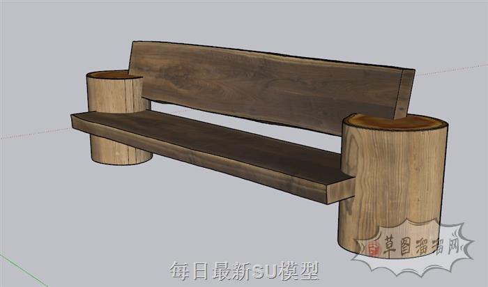 户外生态长椅SU模型