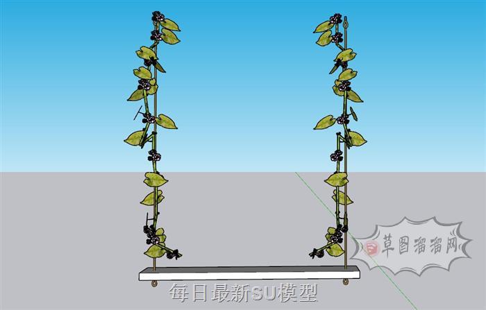 藤制秋千椅SU模型