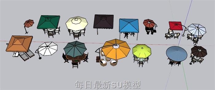 遮阳伞座椅SU模型
