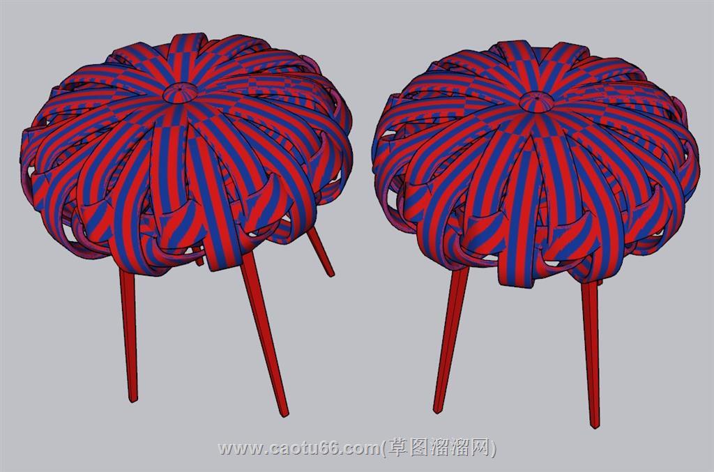 绣花凳子SU模型