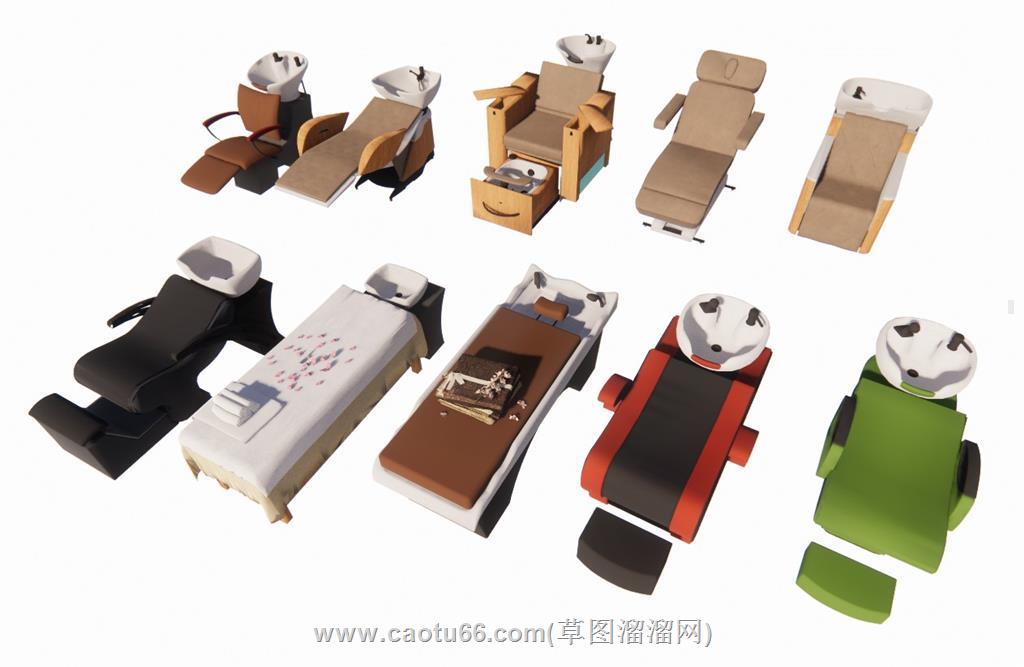 理发店洗发椅按摩椅SU模型