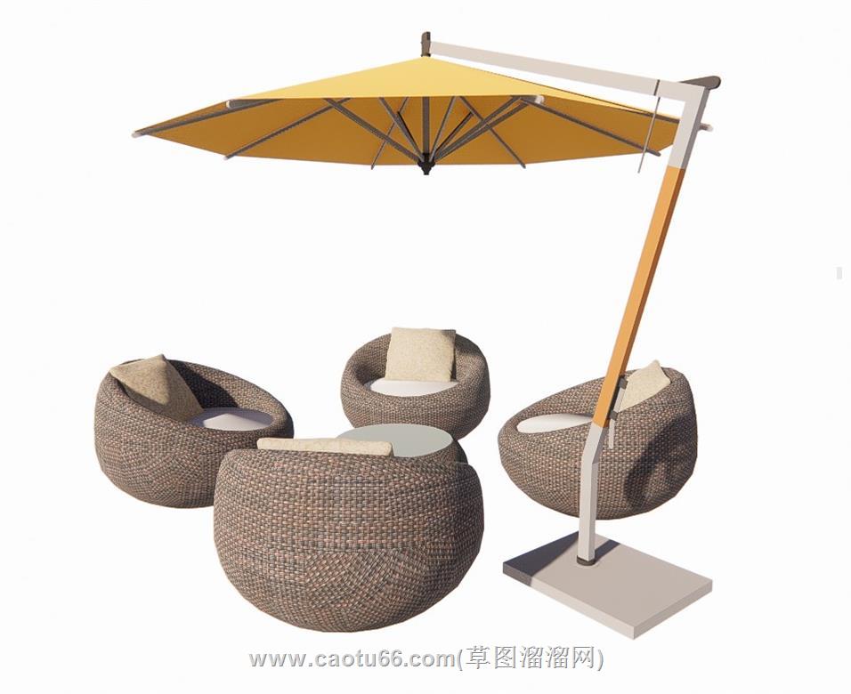 户外遮阳伞座椅SU模型