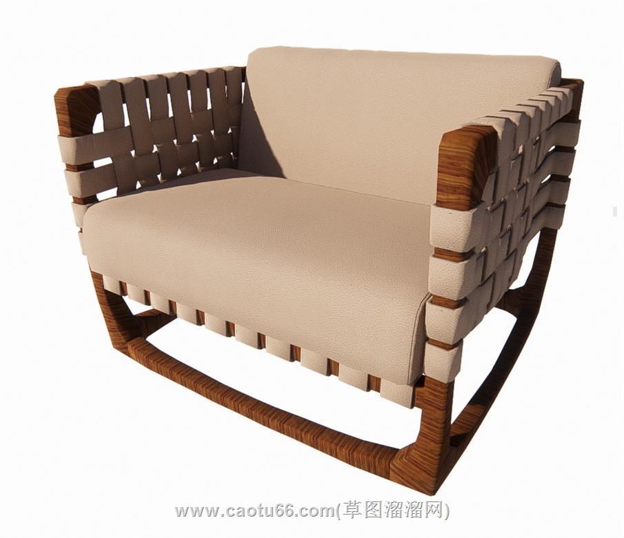 藤制扶手椅椅子SU模型