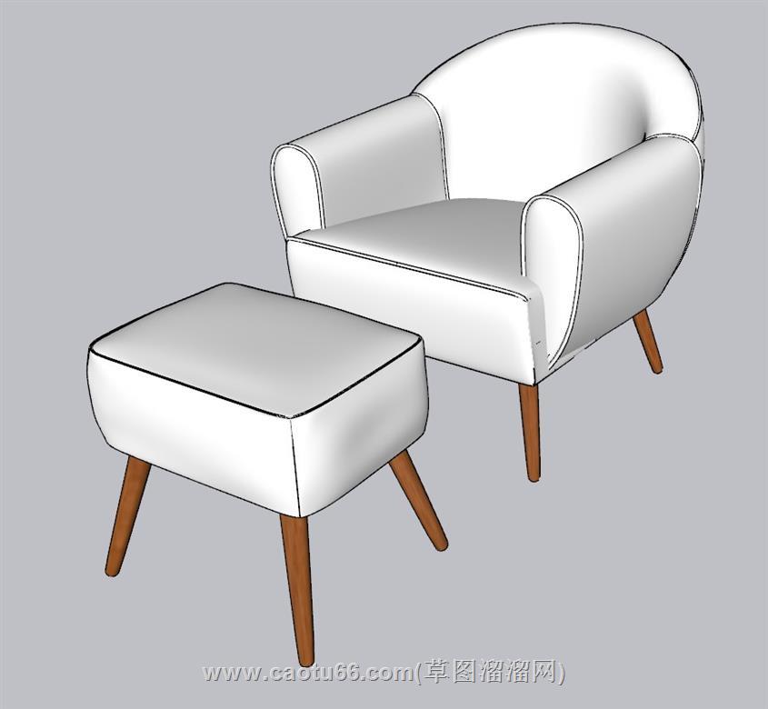 奶油风懒人椅休闲椅SU模型