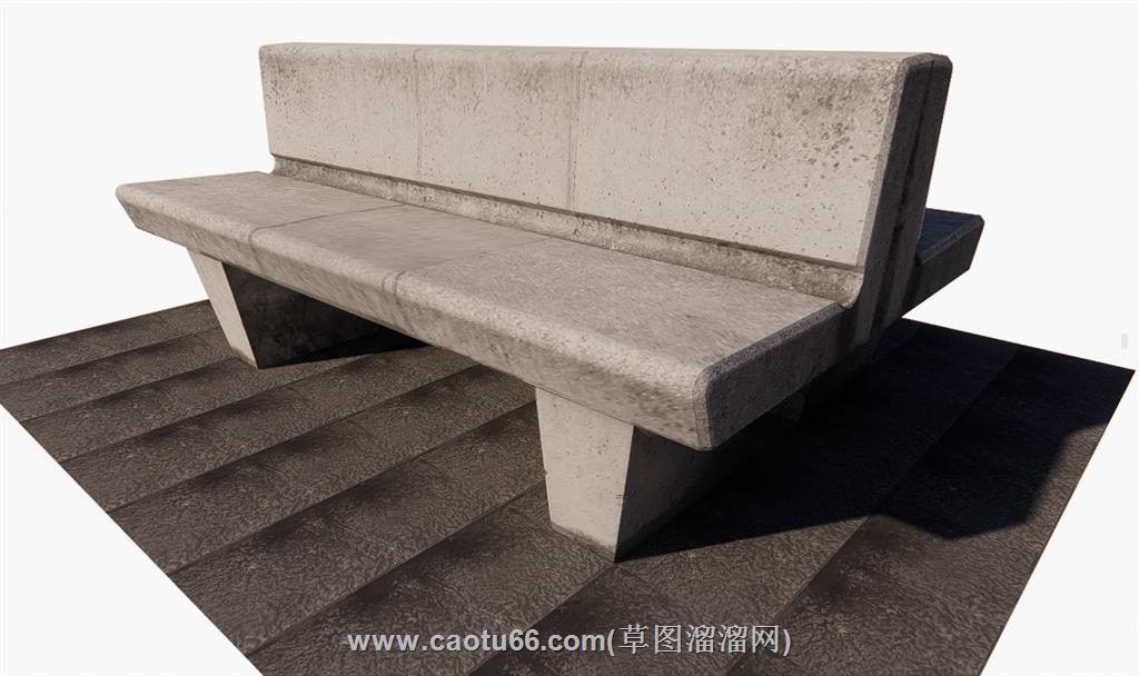 户外石凳长椅SU模型