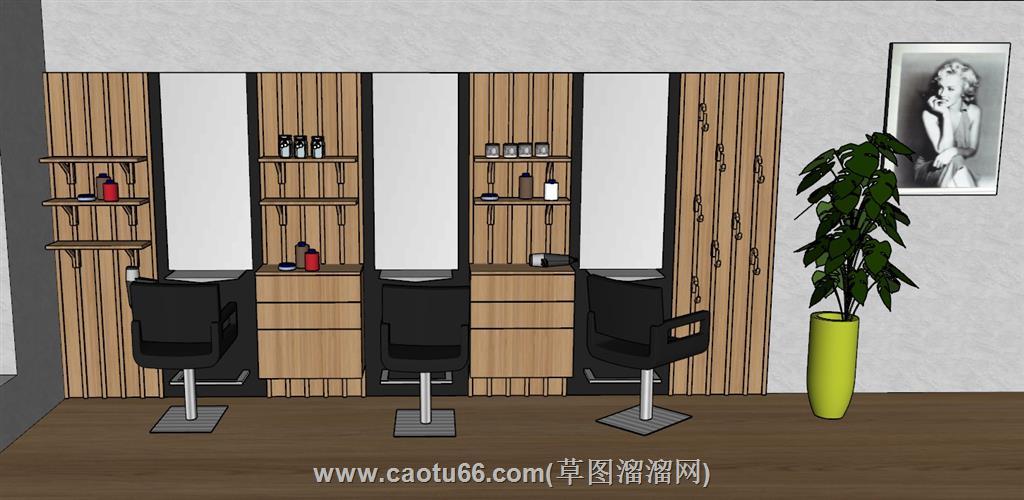 理发店发廊理发椅SU模型
