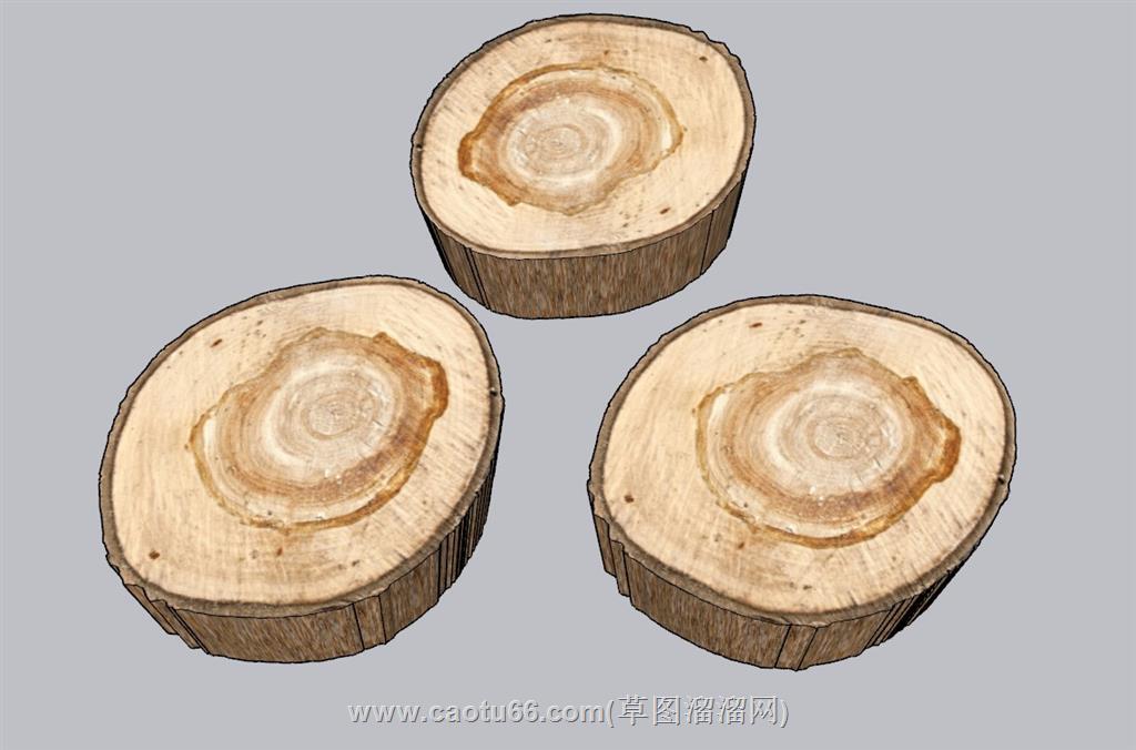 年轮树墩坐凳SU模型