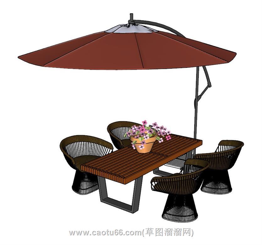 户外遮阳伞座椅SU模型