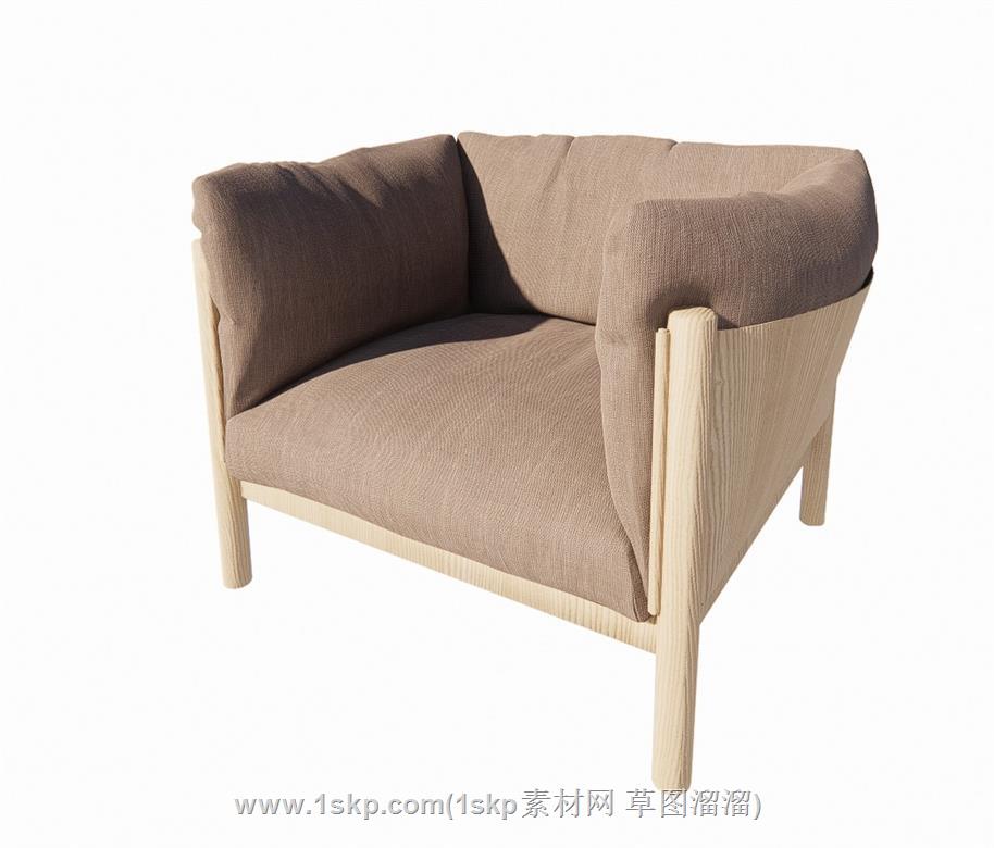 方形单人椅SU模型