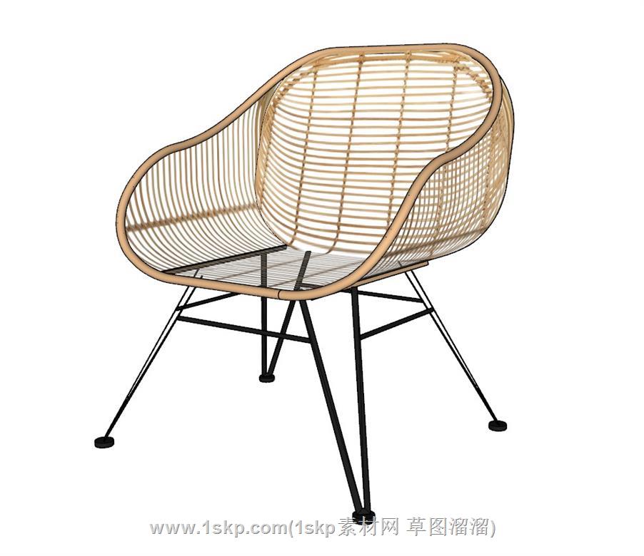 镂空藤椅椅子SU模型