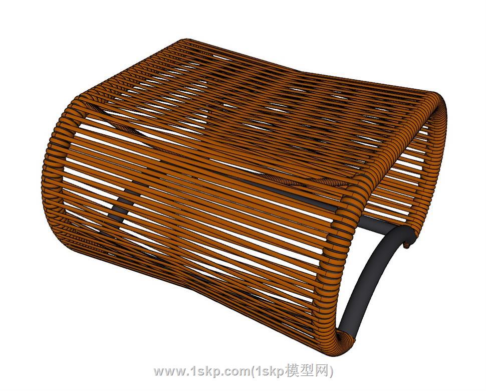 藤制坐凳SU模型